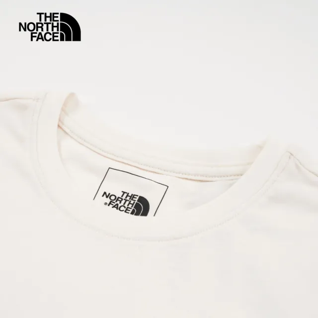 【The North Face 官方旗艦】北面女款白色吸濕排汗LOGO休閒短袖T恤｜7QUKN3N