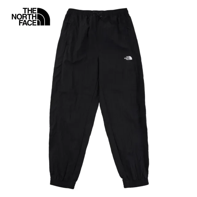 【The North Face 官方旗艦】北面女款黑色防風防潑水抽繩彈性褲腰休閒長褲｜81RYJK3