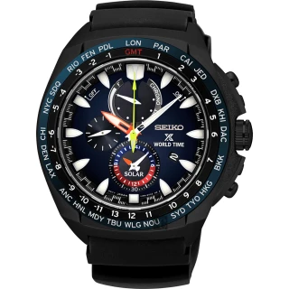 【SEIKO】精工 Prospex 海世界三眼計時手錶-黑/44mm 送行動電源 畢業禮物(V195-0AB0SD  SSC551P1)