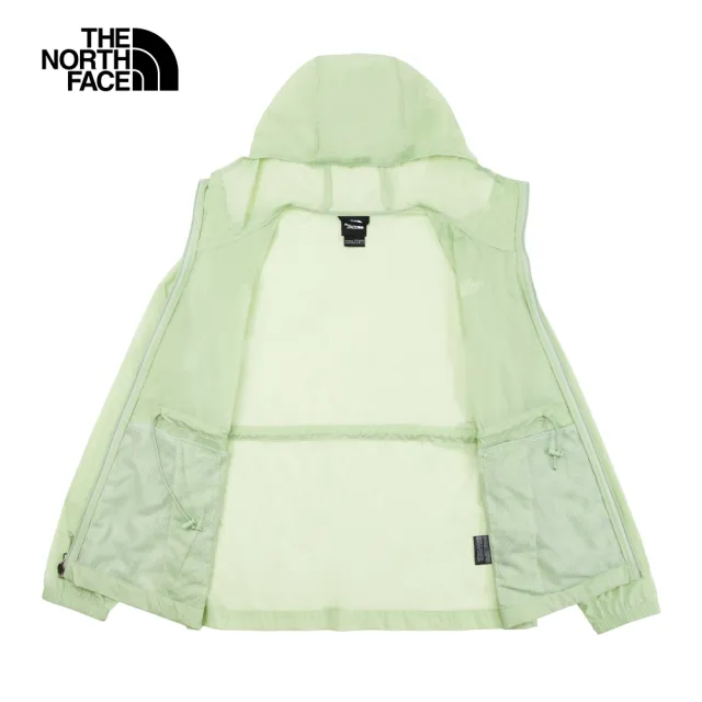 【The North Face 官方旗艦】北面女款綠色防風防曬腰部抽繩連帽外套｜7WCAI0G