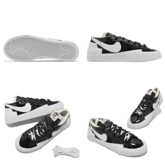 NIKE 耐吉】x Sacai Blazer Low 男鞋女鞋黑白聯名漆皮低筒拼接雙勾