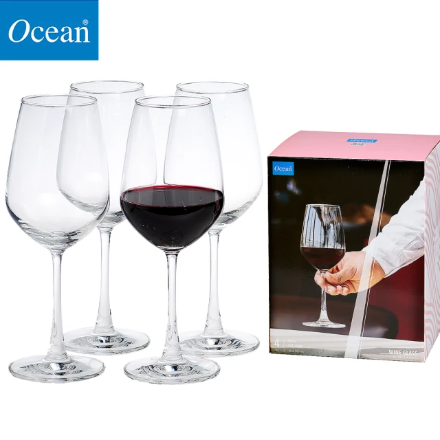 【Ocean】無鉛透亮紅酒杯 超值4入禮盒組 470ml(紅酒杯 禮盒組)
