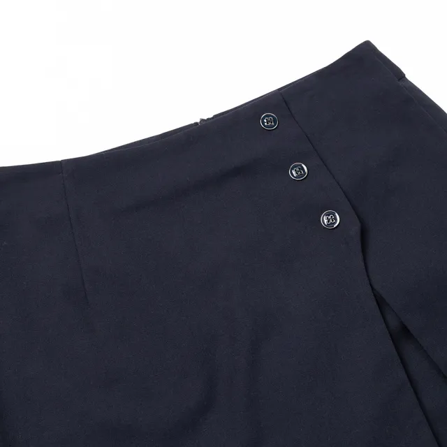 【ILEY 伊蕾】縫釦開衩活片棉麻褲裙(深藍色；M-XL；1232242410)