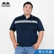 【MAXON 馬森大尺碼】台灣製特大深藍灰條接排汗彈性POLO衫5L~6L(91788-58)