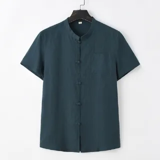 【巴黎精品】唐裝漢服上衣(立領輕薄短袖亞麻男上衣6色a1bx72)