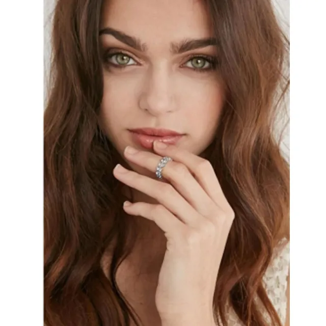 【SHASHI】紐約品牌 Amelia 鑲鑽葉子圓形戒指 小寬版 925純銀鑲18K金(鑲鑽葉子)