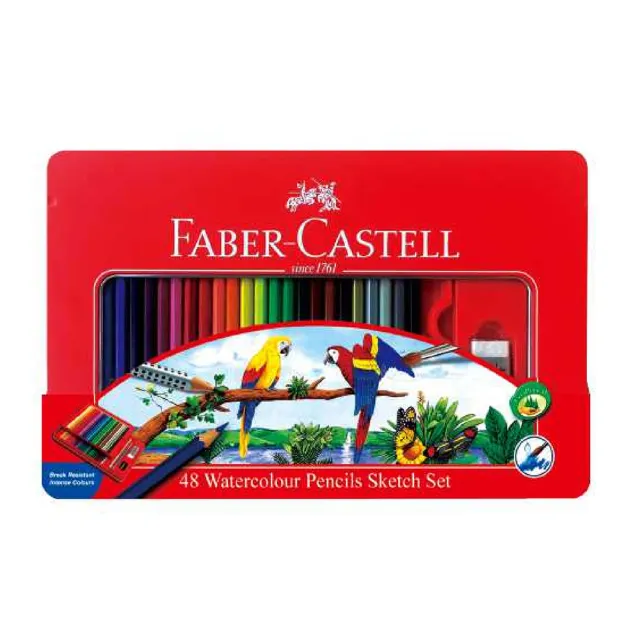 Faber-Castell】輝柏水彩色鉛筆附水彩筆鐵盒48色/盒115939 - momo購物