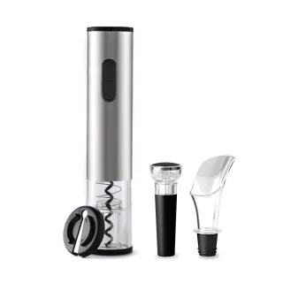 【索樂生活】5入組/304不鏽鋼電動紅酒開瓶器+割箔刀(電動開瓶器 自動開瓶器 紅酒開瓶 紅酒真空塞)