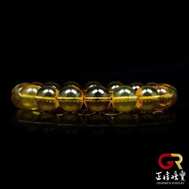 【正佳珠寶】琥珀藍珀 金藍超淨水 10mm 藍珀手珠｜日本彈力繩(頂級藍珀全淨體 金藍色琥珀珠)