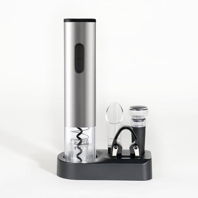 【索樂生活】5入組/304不鏽鋼電動紅酒開瓶器+割箔刀(電動開瓶器 自動開瓶器 紅酒開瓶 紅酒真空塞)