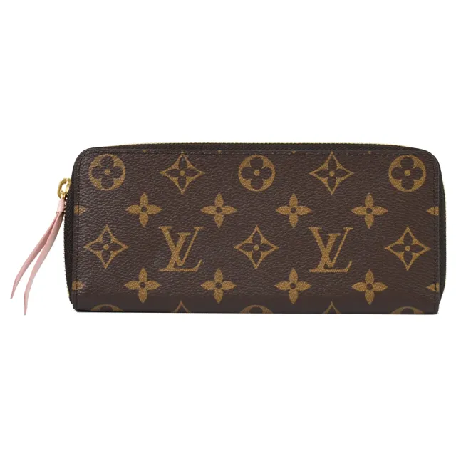 【Louis Vuitton 路易威登】LV M61298 Clemence 經典花紋拉鍊零錢長夾(粉 現貨)