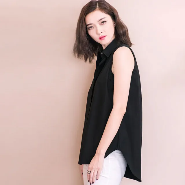 【BRIGA SILK B713】BRIGA SILK B713專櫃設計師桑蠶絲氣質翻領百搭顯瘦無袖襯衫(SILK B713)