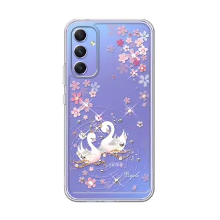 【apbs】Samsung Galaxy A15/A25/A26/A34/A35/A36/A55/A56/M14/M34 5G 防震雙料水晶彩鑽手機殼(天鵝湖)