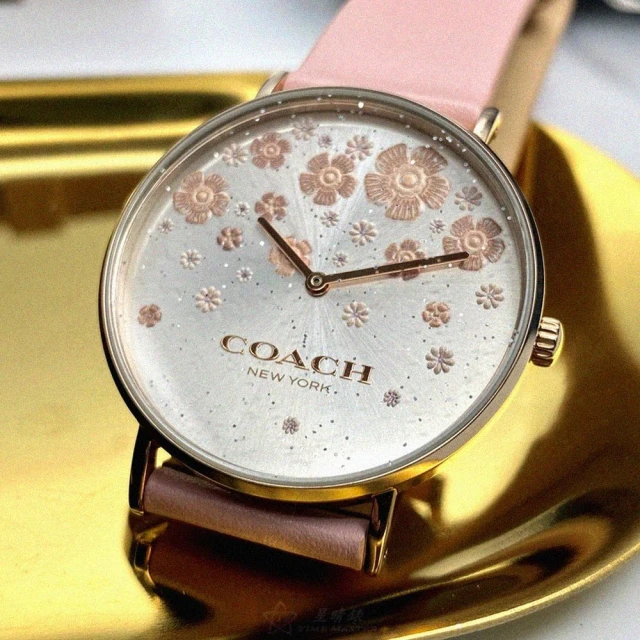 COACH COACH手錶型號CH00079(白色錶面玫瑰金錶殼粉紅真皮皮革錶帶款)