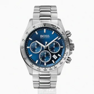 【BOSS】BOSS手錶型號HB1513755(寶藍色錶面銀錶殼銀色精鋼錶帶款)