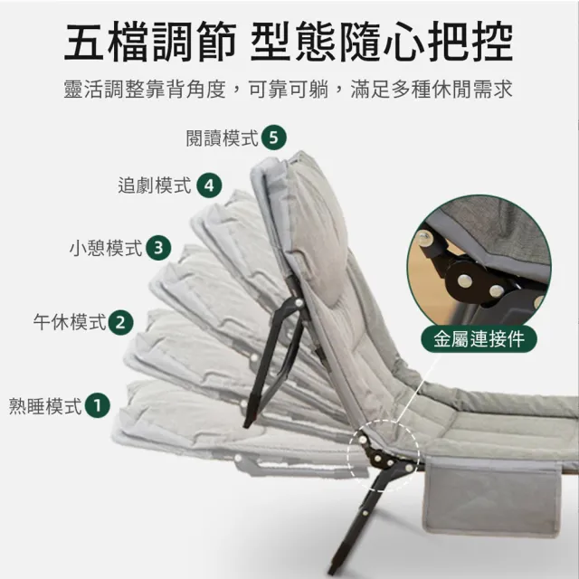 【AOTTO】型錄-多段式可調節辦公室午休折疊躺椅(折疊床 折疊椅  躺椅)