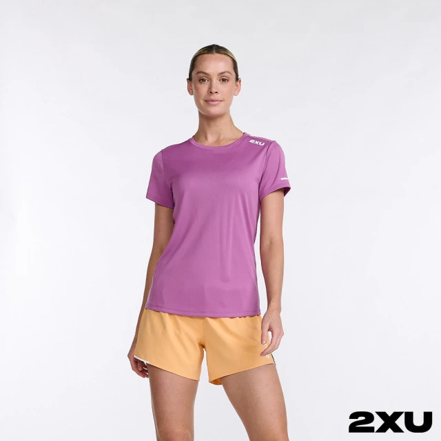 【2XU】女 Aero 運動短袖上衣(紫/反光白)