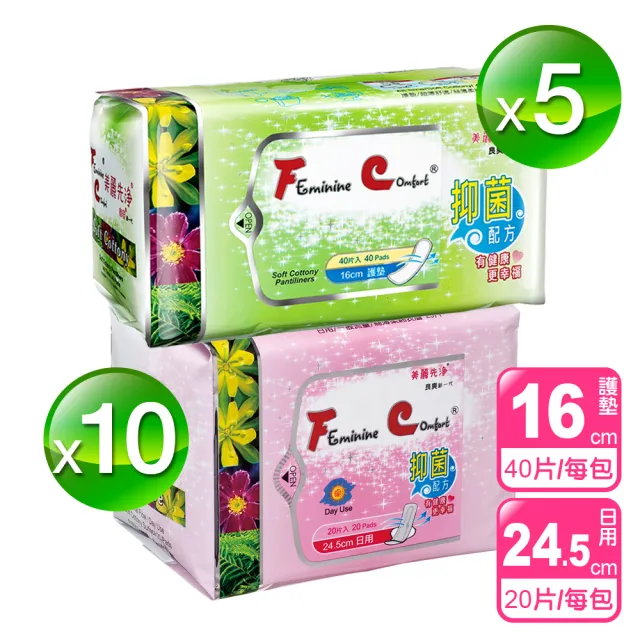 【長榮生醫】FC-美麗先淨天然草本抑菌衛生棉貼心15件組(日*10+護墊*5 共400片組)
