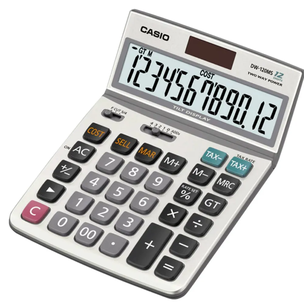 【CASIO】可摺式螢幕桌上型12位數計算機(DW-120MS)