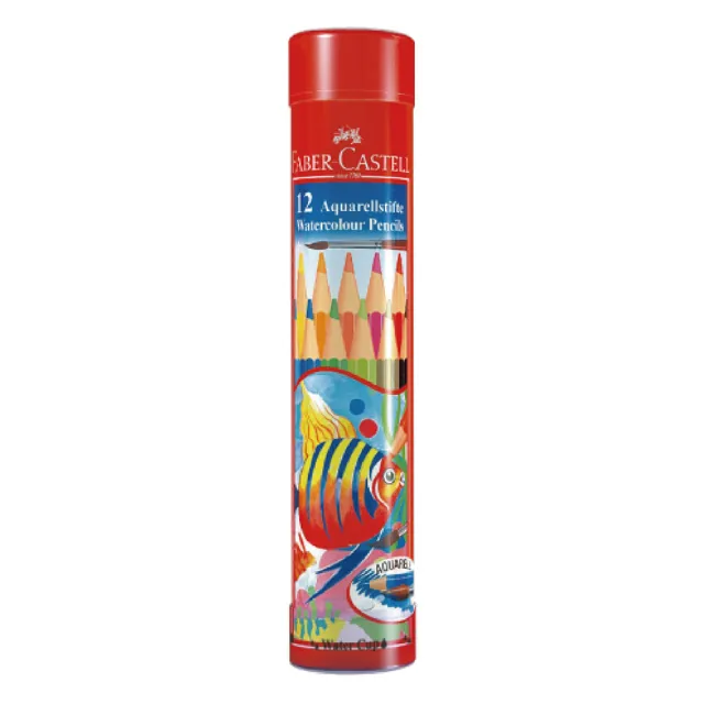 Faber-Castell】輝柏精緻棒棒筒水性色鉛筆12色/筒115912(附水彩筆