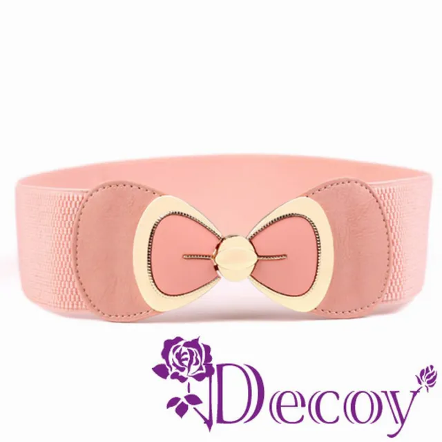 【Decoy】裙襬蝴蝶結＊金框皮革彈性腰封/四色可選