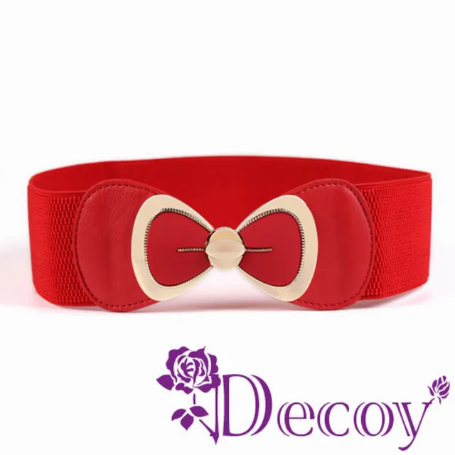 【Decoy】裙襬蝴蝶結＊金框皮革彈性腰封/四色可選