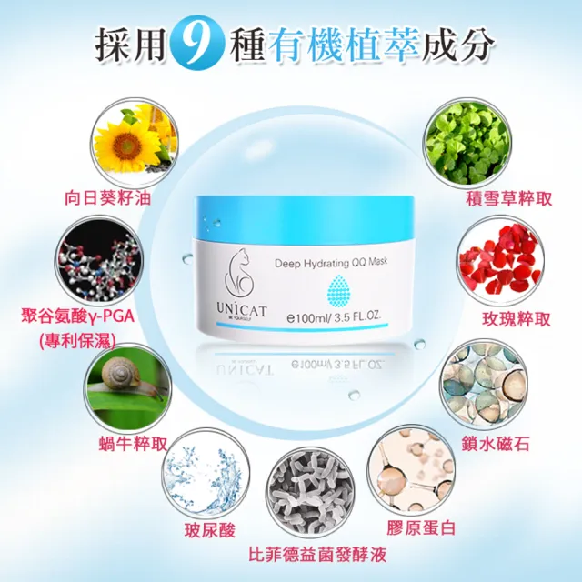 【UNICAT 變臉貓】日曬保濕水凝霜｜膠原蛋白水凍膜｜細緻彈力 100ML(皮膚細緻 豐潤彈性 晚安凍膜)