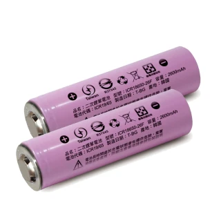 【iNeno】18650高效能鋰電池2600mAh內置韓系三星 凸頭 2入裝(BSMI 戶外手電筒 電動工具 充電電池 存電)
