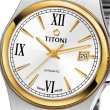 【TITONI 瑞士梅花錶】Impetus 動力系列-白色錶盤不銹鋼間金色錶帶/27mm(23730 SY-520)
