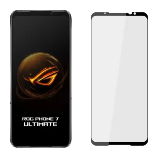 【YADI】ASUS ROG Phone 7/7 Ultimate 高清透滿版鋼化玻璃保護貼(9H硬度/電鍍防指紋/CNC成型/AGC玻璃-黑)