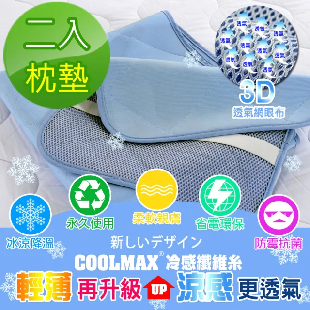 【Betrise】日本-3D可機洗輕薄型涼感紗凝膠墊(超值2枕墊)