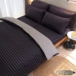 【LUST】布蕾簡約-黑 100%精梳純棉、雙人5尺床包/枕套/薄被套組(台灣製)