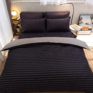 【LUST】布蕾簡約-黑 100%精梳純棉、單人加大3.5尺床包/枕套組 《不含被套》(台灣製)
