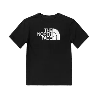 【The North Face 官方旗艦】北面兒童黑色純棉胸前大品牌印花短袖T恤｜82T8KY4(上衣/LOGO)