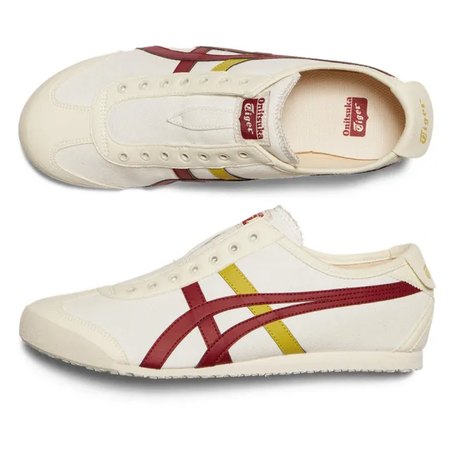 【Onitsuka Tiger】Onitsuka Tiger鬼塚虎 -紅黃線條MEXICO66 SLIP-ON休閒鞋(1183A360-123)