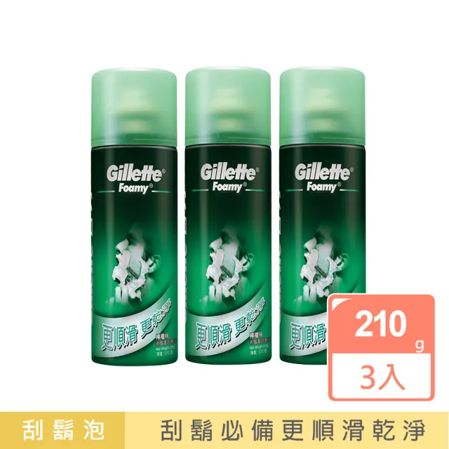 【Gillette 吉列】檸檬刮鬍泡210g三入