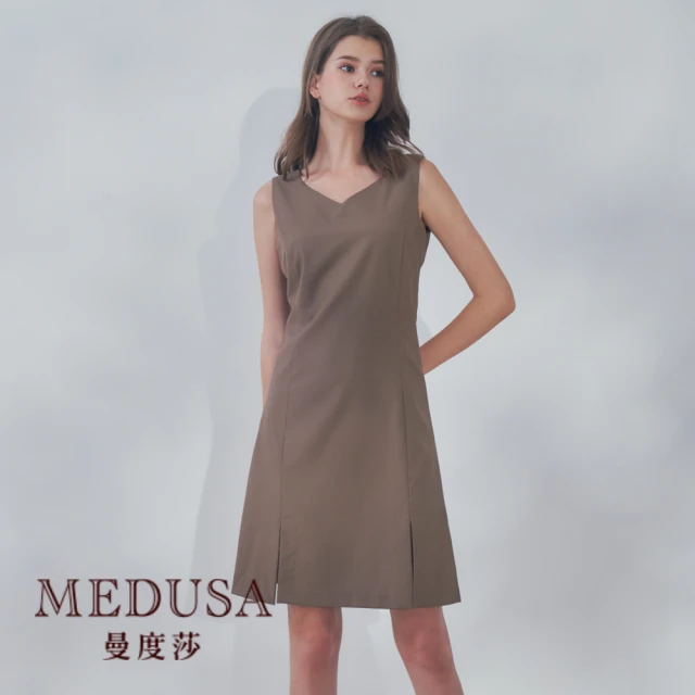 MEDUSA 曼度莎 現貨-卡其棕西裝背心洋裝（M-XL）｜女西裝洋裝 連身裙(101-23516)