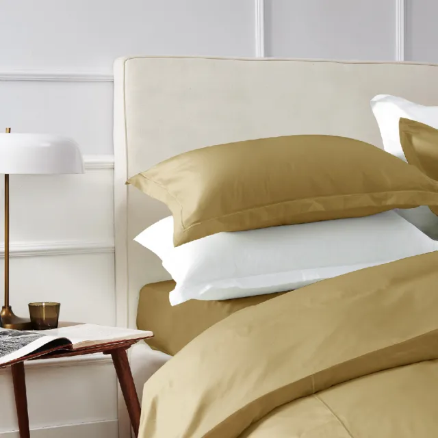 【皇室羽毛工房】300T精梳棉素色床包被套枕套四件式床組-淺亞麻棕(加大)