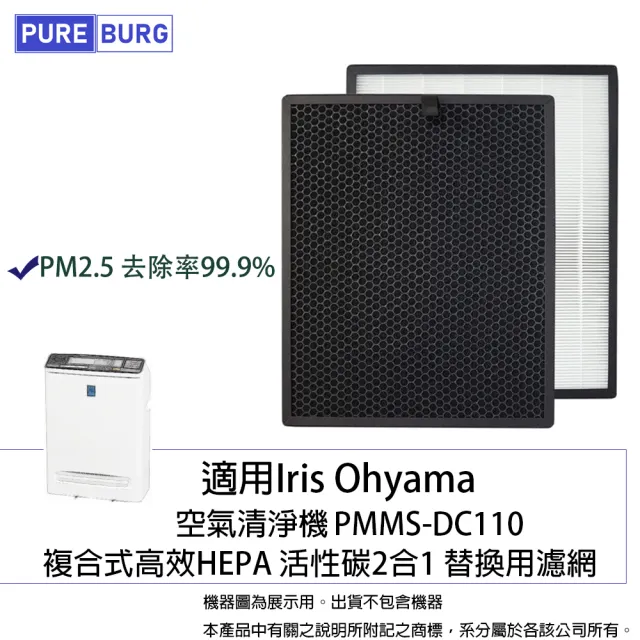【PUREBURG】適用日本Iris Ohyama PMMS-DC110空氣清淨機 副廠濾網