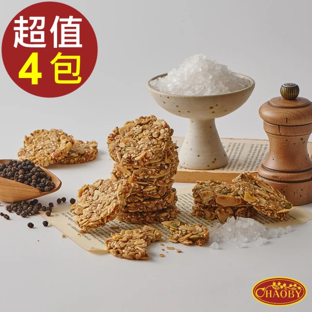 【CHAOBY 超比食品】纖女系燕麥脆片-鹹香椒鹽(100g X4包)