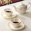 【NORITAKE】黃邊小花 骨瓷 咖啡紅茶兩用對杯(禮盒組)