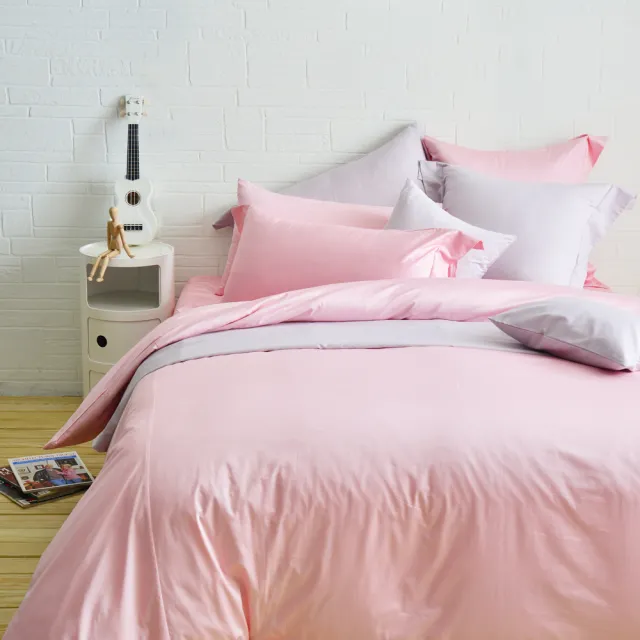 【Cozy inn】極致純色-300織精梳棉四件式被套床包組-雙人(多款顏色任選)