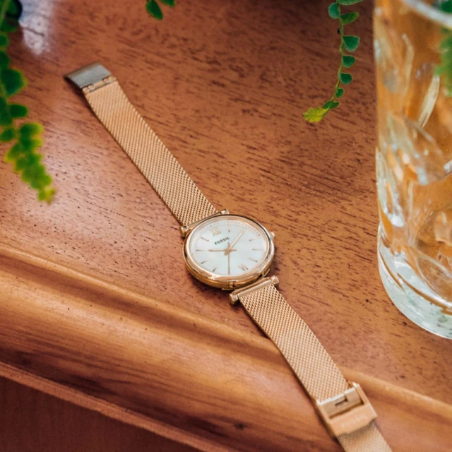 FOSSIL Carlie 系列 婉約珍珠貝時尚女錶(ES4443SET)