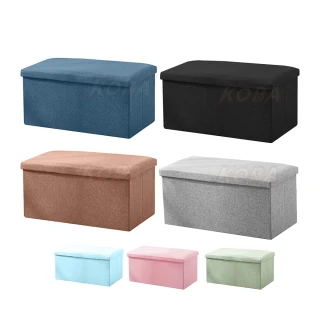 【KOBA】簡約麻布可折疊收納椅凳-長凳(椅凳/收納椅凳/大容量/收納凳子/小矮凳/收納椅/收納箱/儲物箱)