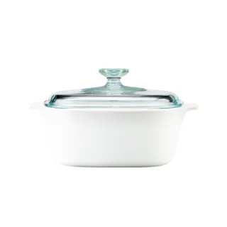 【美國康寧 Corningware】1.5L純白方型康寧鍋