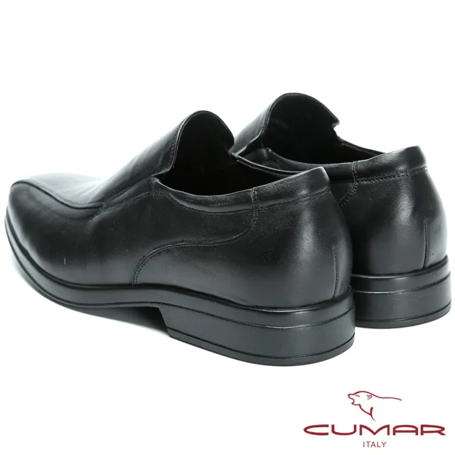【CUMAR】超輕柔韌大底 舒適真皮簡約紳士鞋(黑色)