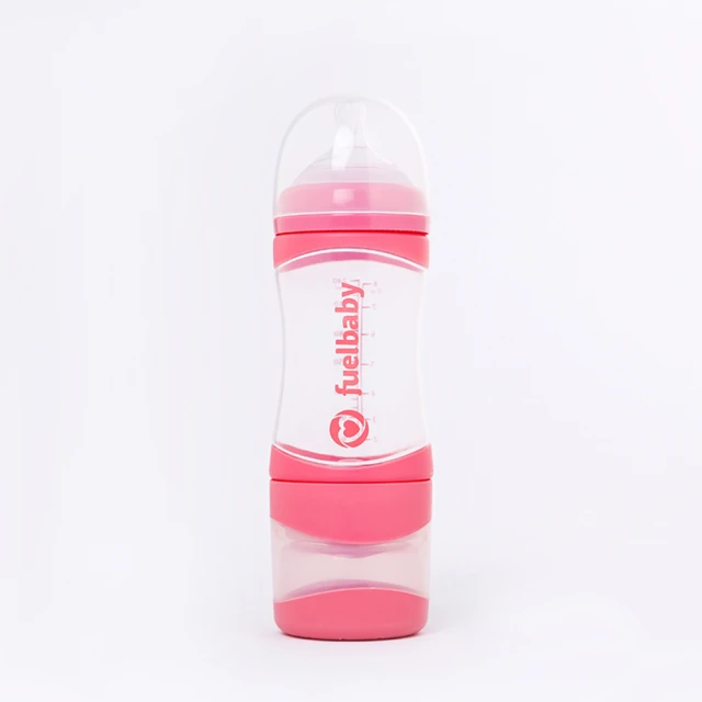 【Fuelbaby】按壓式寬口防脹氣雙層奶瓶 240 mL(粉紅色)
