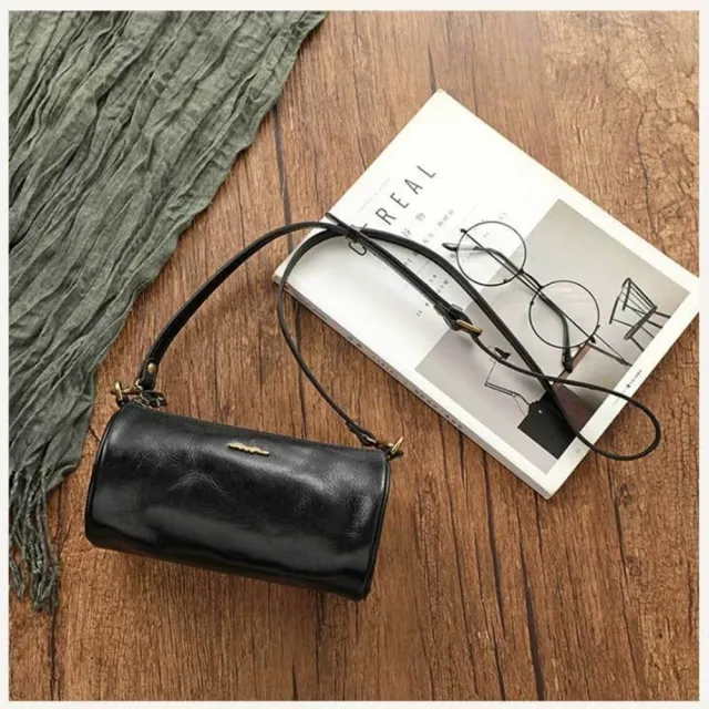 【巴黎精品】真牛皮側背包真皮包包單肩背包托特包手提包女包包(植鞣百搭圓筒包4色a1bz41)