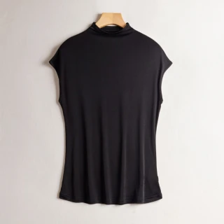 【米蘭精品】現貨+預購 絲質T恤絲質背心(純色半高領連肩舒適女上衣9色74fd27)