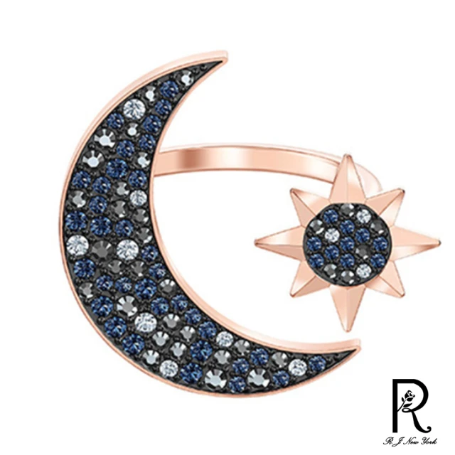 【RJ New York】神秘月亮星球貝殼閃耀鋯石開口戒指(藍色)
